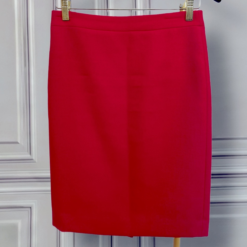 J. Crew - No. 2 Pencil Skirt in Red with Back Slit